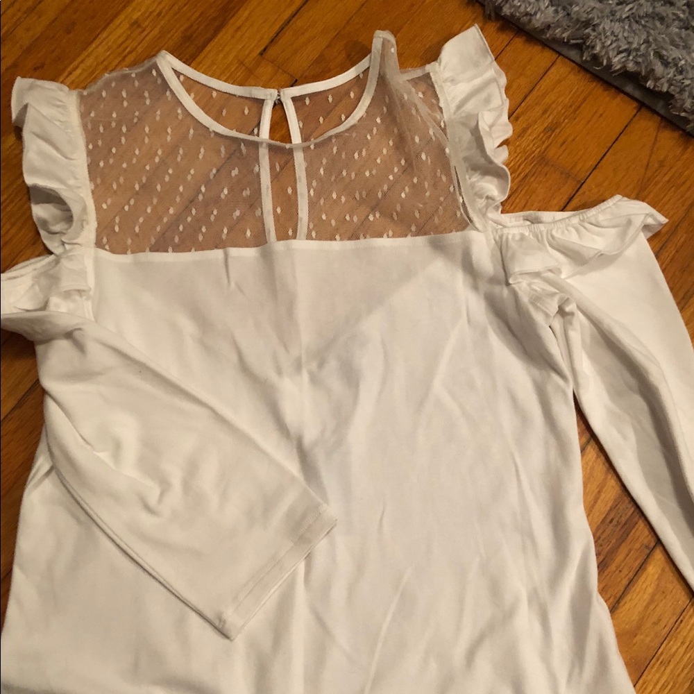 Express Cold Shoulder Mesh Top